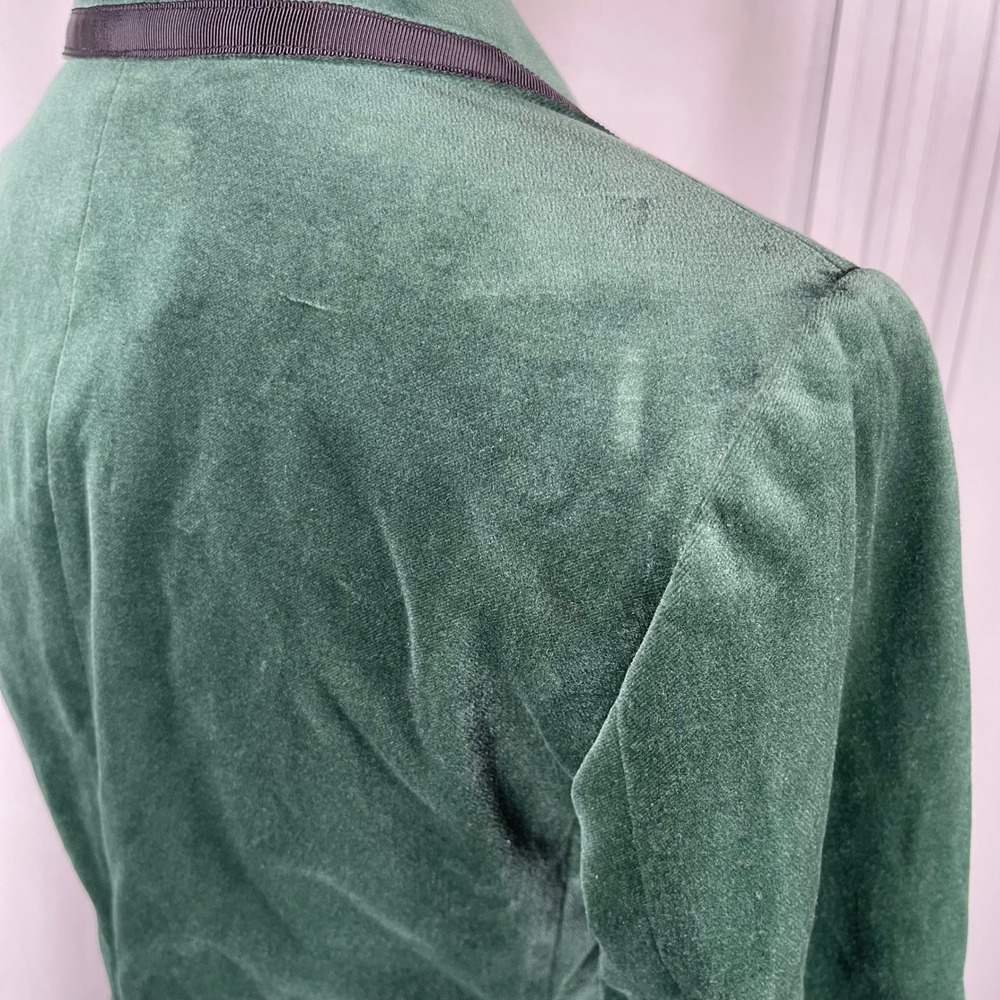 Kate Spade Green Velvet Blazer‎ - Grosgrain Trim & Jewel Buttons - Size 00 - Picture 16 of 16